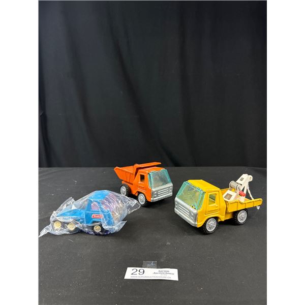 Set of 3 Diecast Construction Style Trucks, Blue Pickup, Yellow Tow Truck etc
