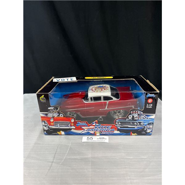 1/18th Scale Muscle Machines 1955 Chevy Bel Air Diecast Car in Original Box