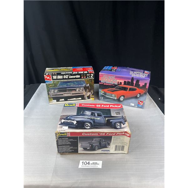 Lot of 3 Model Cars, 56 Ford Picku, 1972 Chevelle SS, 66 Olds 442