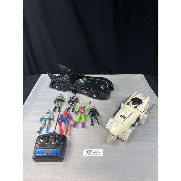 Vintage Batman Lot of Vechicles, Remote Control + Action Figures