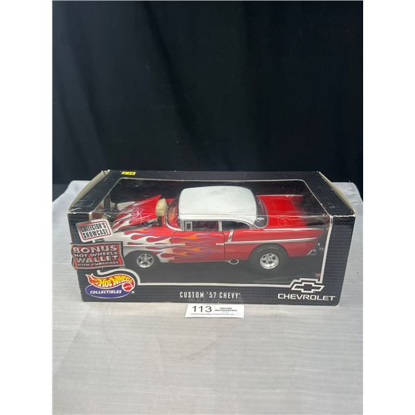 1/18th Scale Hotwheels 57 Custom Chevy Diecast Car in Original Box