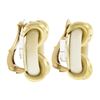 Image 3 : Solid 18K Yellow Gold 19.1x15.7mm White Open Coral Button Clip On Earrings