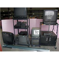 PROJECTION SCREEN, DICTATION/TRANSCRIBER MACHINE, STAND TELEVISION, VIDEO-CASSETTE(VCR) RECORDERS, C