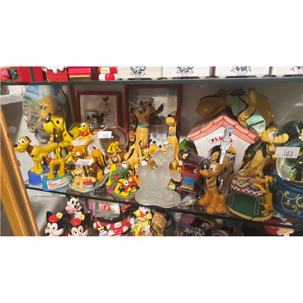 *BOXED UP* LARGE PLUTO & TINKERBELL COLLECTION INCLUDING FIGURINES, GLOBES, SPOONS, PLUTO IN THE