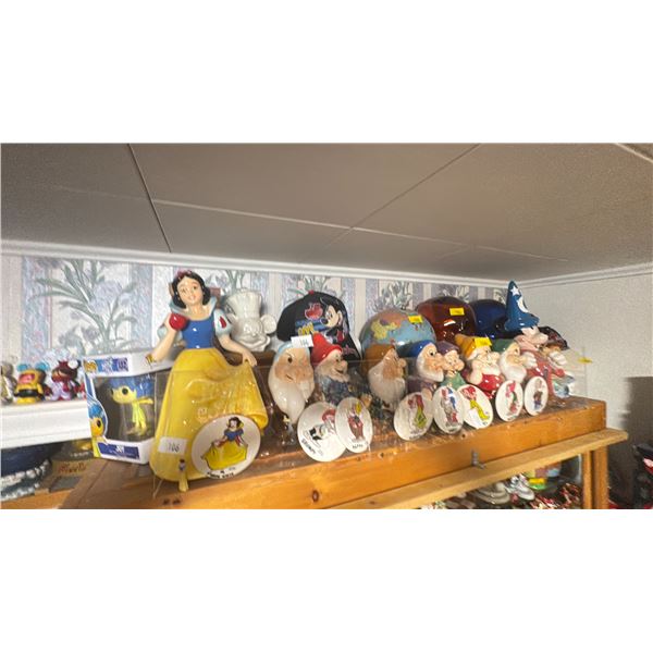 *BOXED UP* SNOW WHITE WITH HER 7 DWARFS & MICKEY PORCELAIN FIGURINES, MICKEY HATS,