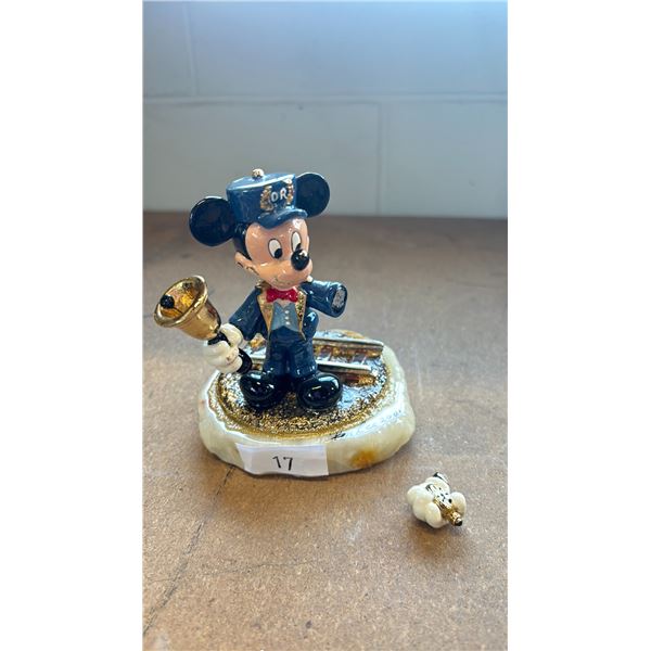 RON LEE COLLECTIBLES MICKEY TRAIN CONDUCTOR FIGURINE *LEFT HAND NEEDS REPAIR/MINOR PAINT CHIPS*