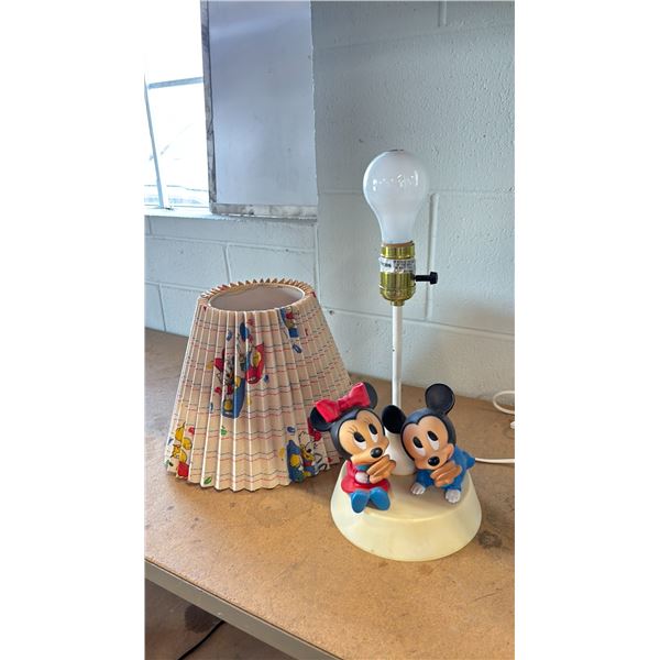 DISNEY MICKEY & MINNIE MOUSE LAMP *TESTED WORKING/ SHADE NEEDS REPAIR*