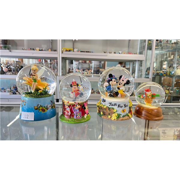 (4)  DISNEY SNOWGLOBES *2 PLAY MUSIC*