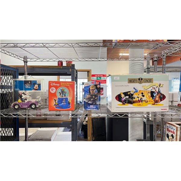 SHELF OF DISNEY COLLECTIBLES - MICKEYS CONCERT SOUND ACTIVATED PLAY ALONG SHOW, HAWKEYE