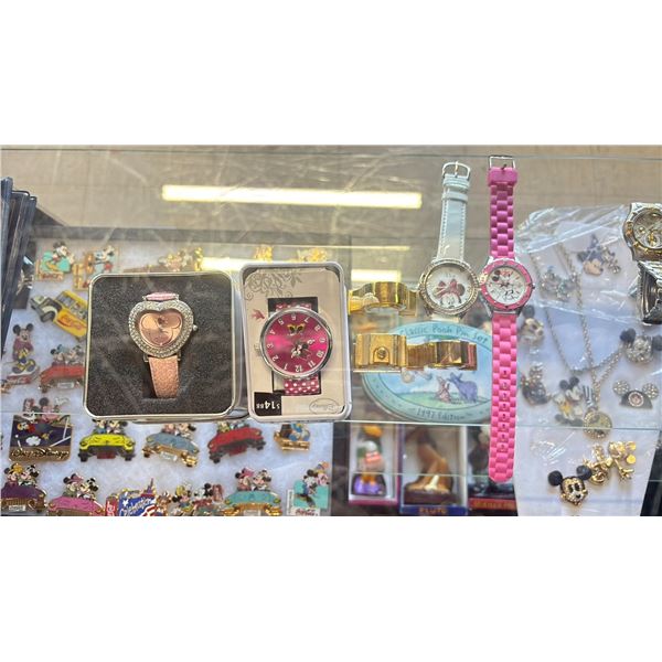 (5) DISNEY WATCHES & 3 CLOCKS