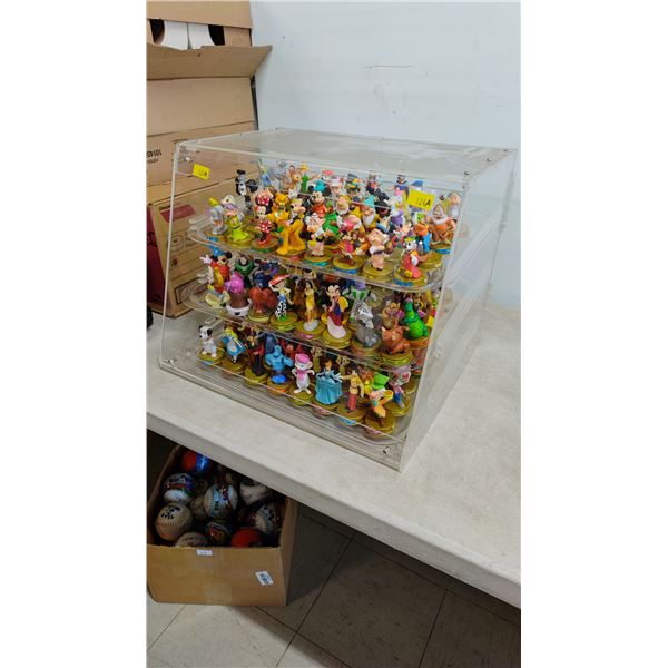 DISPLAY CASE OF DISNEY MCDONALDS TOY FIGURINES