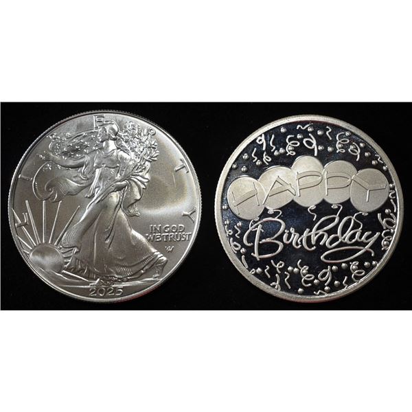 2025 ASE, HAPPY BIRTHDAY 1 OZ .999 SILVER ROUND