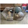Image 1 : TWO METAL BASKETS OF PET SUPPLIES CHARCOAL AND MORE