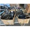 Image 1 : TWO BOXES OF ASSORTED POTS PANS AND OTHER COOKWARE