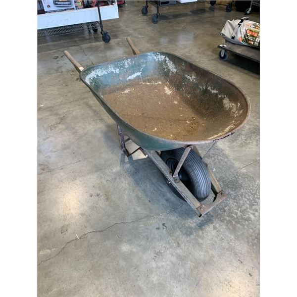 GREEN METAL WHEELBARROW