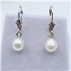 Image 2 : STERLING SILVER FRESHWATER PEARL 7-6.6MM DROP STYLE EARRINGS, W/A $565.00.