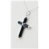 Image 2 : STERLING SILVER BLACK CROSS CABOCHON PENDANT WITH STERLING SILVER CHAIN, W/A $545.00.