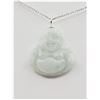 Image 2 : STERLING SILVER NATURAL JADEITE LAUGHING BUDDHA PENDANT WITH STERLING SILVER CHAIN, RETAIL $350.00.