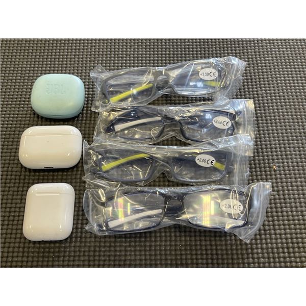 APPLE AIRPODS WITH EARBUDS AND READING GLASSES