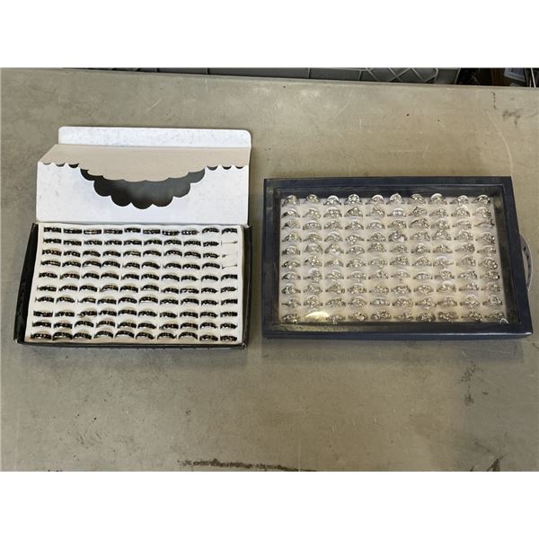 TWO TRAYS OF RINGS