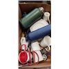 Image 2 : BOX OF WATER BOTTLES, METAL STRAINER AND MORE