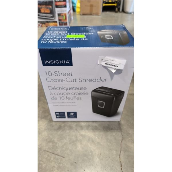 INSIGNIA 10 SHEET CROSS CUT SHREDDER - TESTED WORKING