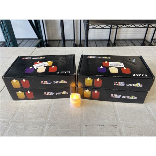 4 BOXES OF NEW LED CANDLES, 24 PACKS, 96 TOTAL