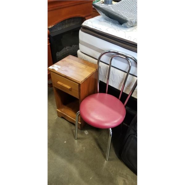 MCM CHROME CHAIR AND NIGHTSTAND