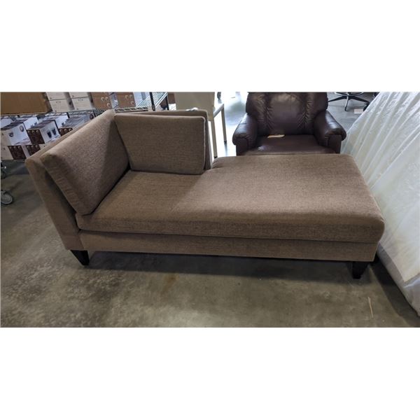 BROWN FABRIC CHAISE, GOOD CLEAN CONDITION
