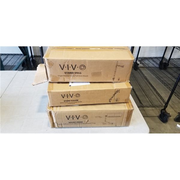 VIVO WHITE PNEUMATIC SINGLE MONITOR DESK MOUNT, SINGLE MONITOR EXTRA TALL DESK MOUNT, AND OFFICE CHA