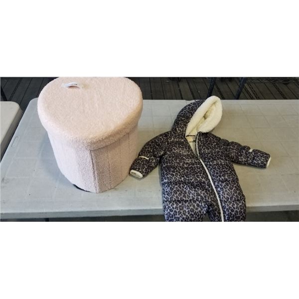 HEART SHAPED BOX AND KIDS SNOW SUIT FOR 6 TO 12 MONTHS OLD