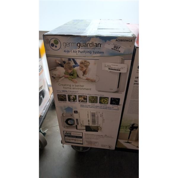GERM GUARDIAN MID-SIZED ULTRA-QUIET AIR PURIFIER - TESTED WORKING, RETAIL $369