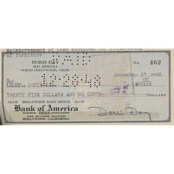 Pillow Talk Doris Day signed check