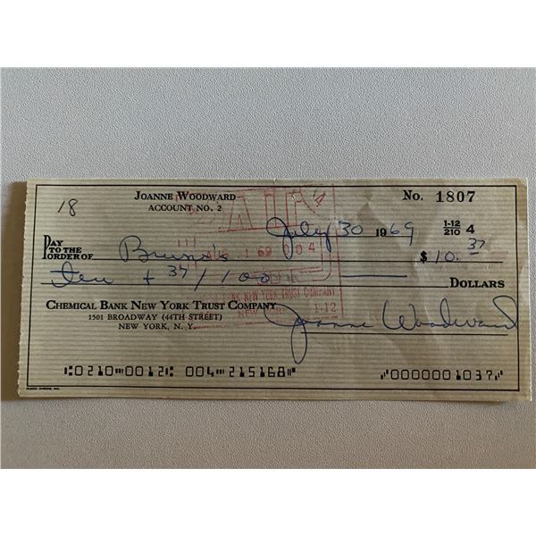Three Faces Of Eve Joanne Woodward signed check