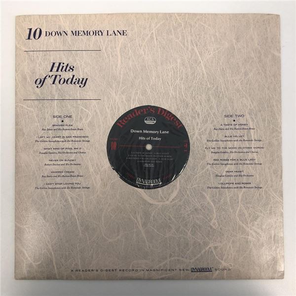 Down Memory Lane Hits of Today Album