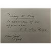 Image 1 : 1929 S. Critic S. Van Dine aka Willard Huntington Wright signed note