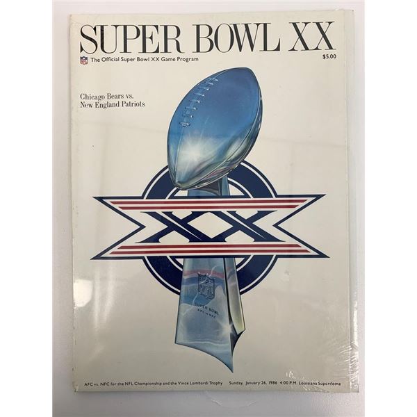 Super Bowl XX 1986 Bears vs. Patriots Official Program