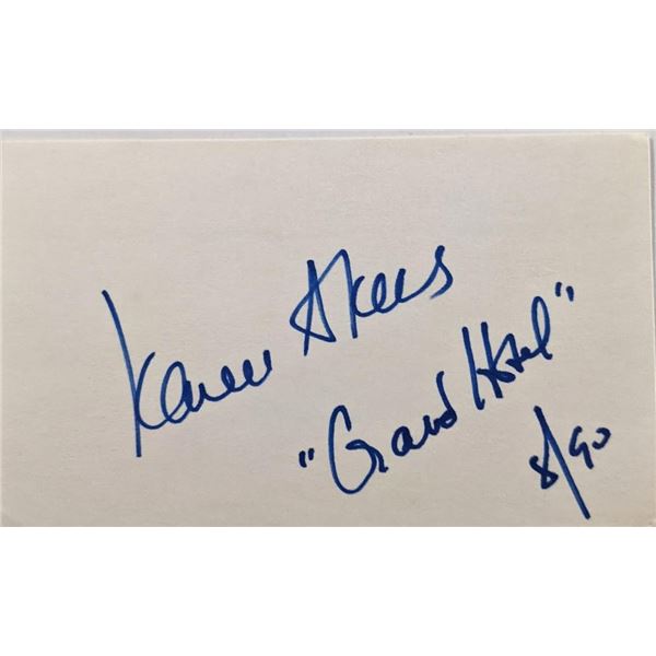 Grand Hotel Karen Akers original signature