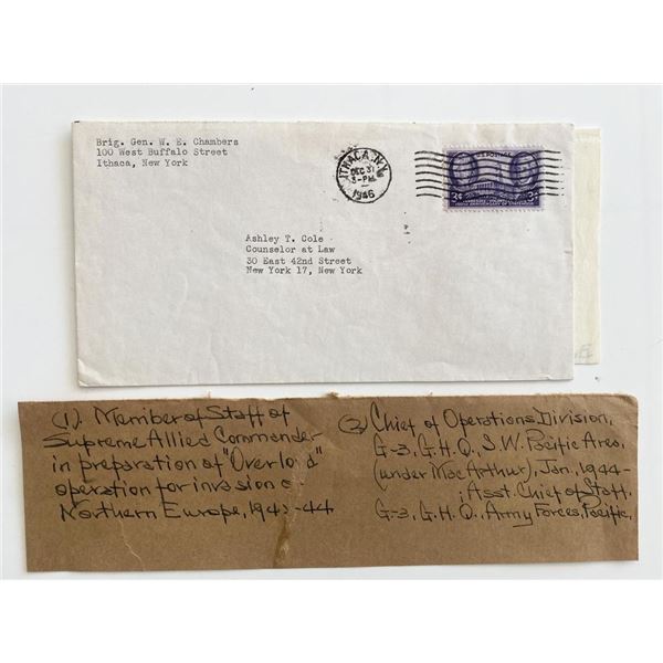 General W.E. Chambers initialed note