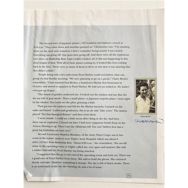WWII Claire Becker Signed Magazine Page