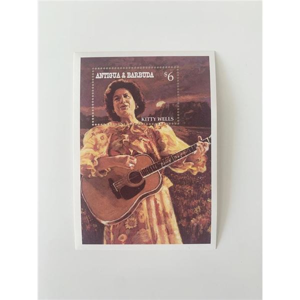 Kitty Wells Commemorative Souvenir Stamp Sheet - Antigua & Barbuda