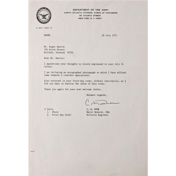 WW2 military Major general Duke signed letter