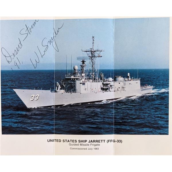 Desert Storm WL Snyder signed USS Jarrett photo