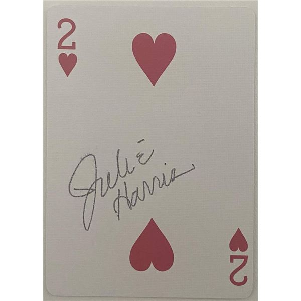 Actress Julie Harris signed playing card