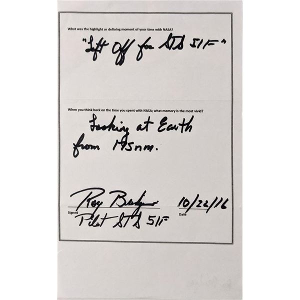 Test pilot Roy Bridges signed letter