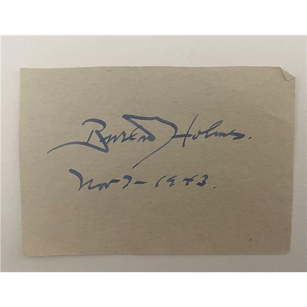 Author and Filmmaker Burton Holmes original signature