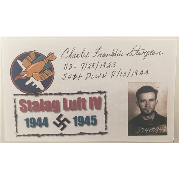 WWII USAAF P.O.W Charles F. Sturgeon signed card