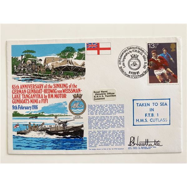 WWI Royal Navy 60th Anniversary Sinking of German Gunboat Hedwig Von Weissman Lieut. Cdr. B Westlake