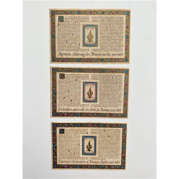 1988 United Nations set of 3 stamps