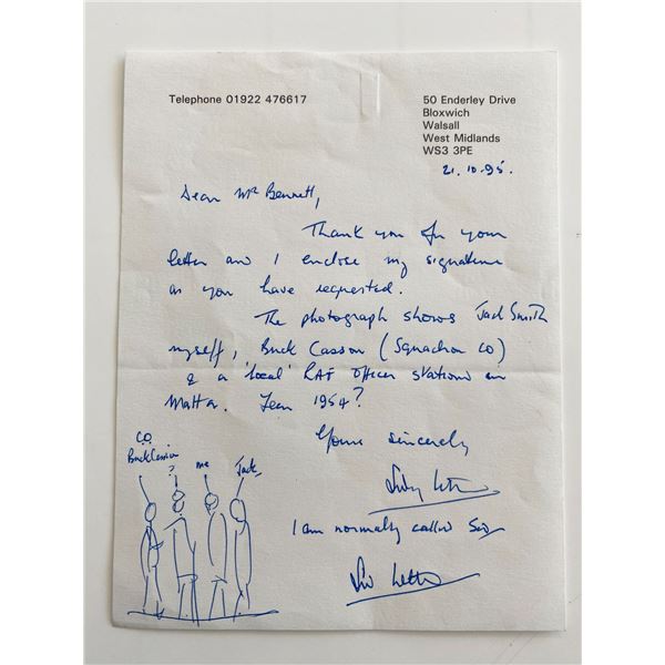 WWII Signed Note and Sketch